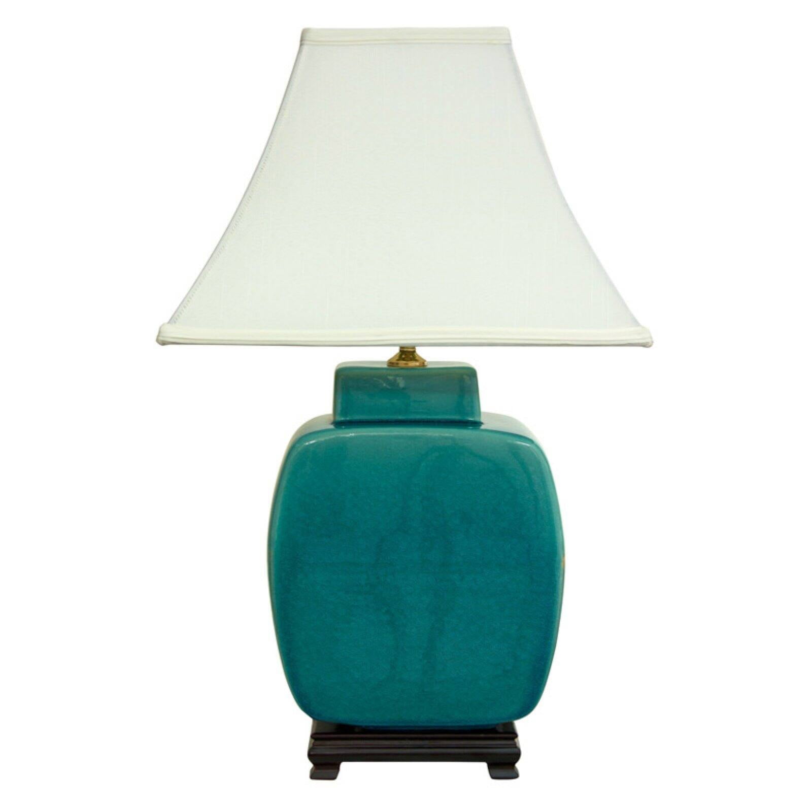 Oriental Furniture 23" Azure Porcelain Jar Lamp, perfect table lamp to