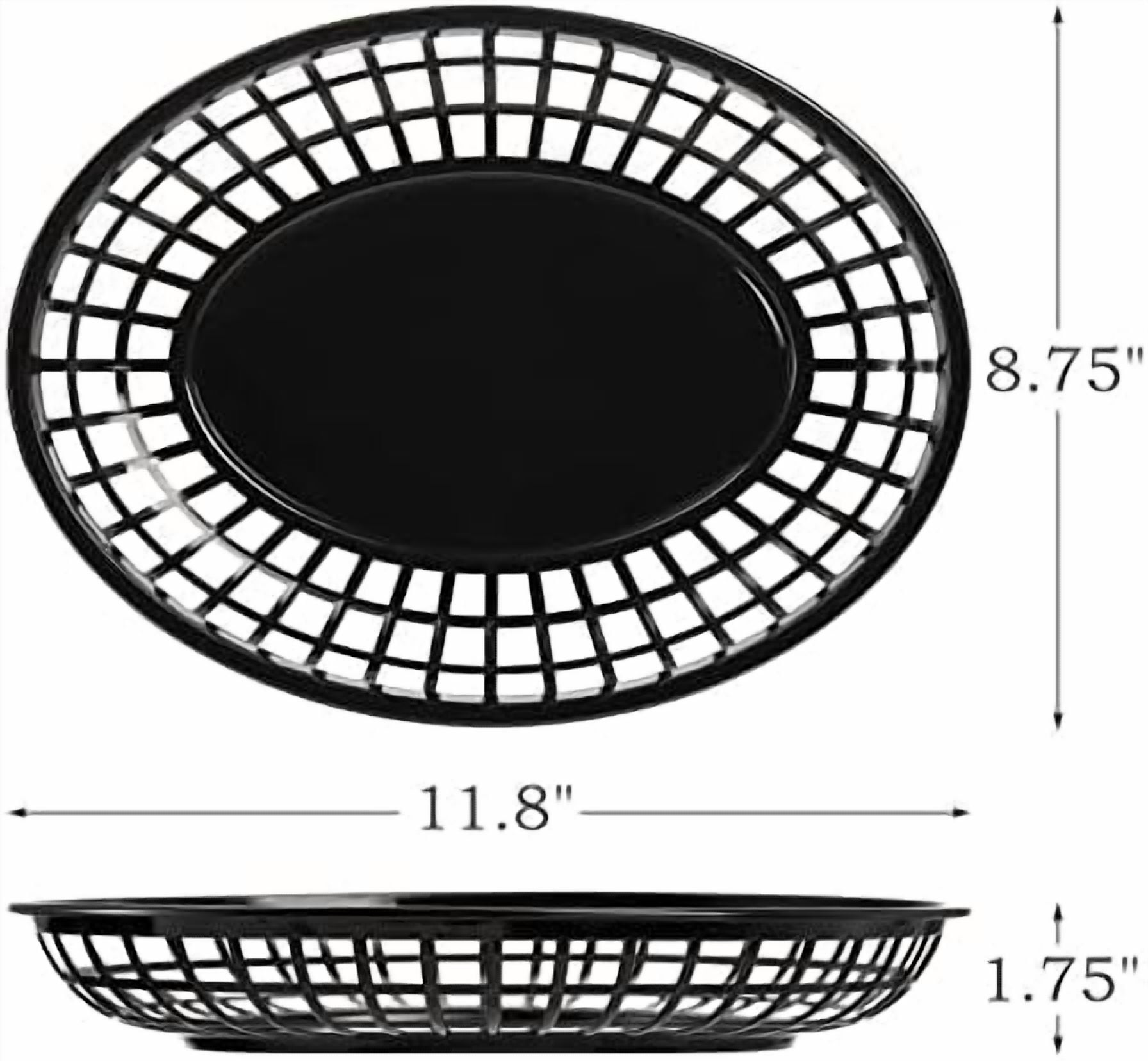 Large Fast Food Baskets, 11.8 x 8.75 Inch, Set of 24, Black - Oval Plastic Food Serving Baskets for Restaurant, Home Kitchen, Office, Party, Picnic$$Home Decor, Kitchen, & Other