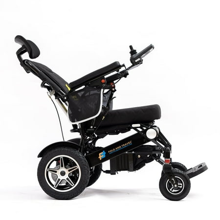 Fold and Travel Manual Recline Electric Wheelchair Lightweight Foldable Power Wheelchair
