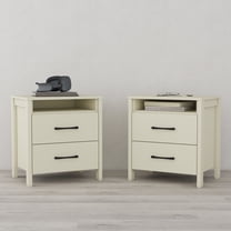 STYLIVIA Gianni 2-Drawer Nightstand (Set of 2), Ivory (26.22" W x 18.90" D x 13.62" H)