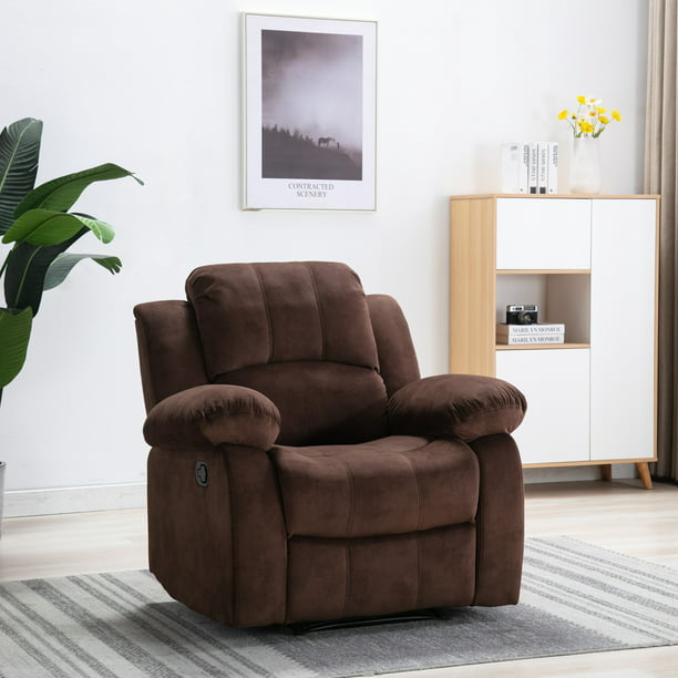 Theater Seating Single Reclining Sofa, Overstuffed Living Room Furniture