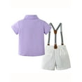 thumbnail image 2 of CARETOO Boy Clothes Suit Toddler Shirt Suspender Trousers Shorts Bowtie Outfits Formal Cotton Fabric, 2 of 10