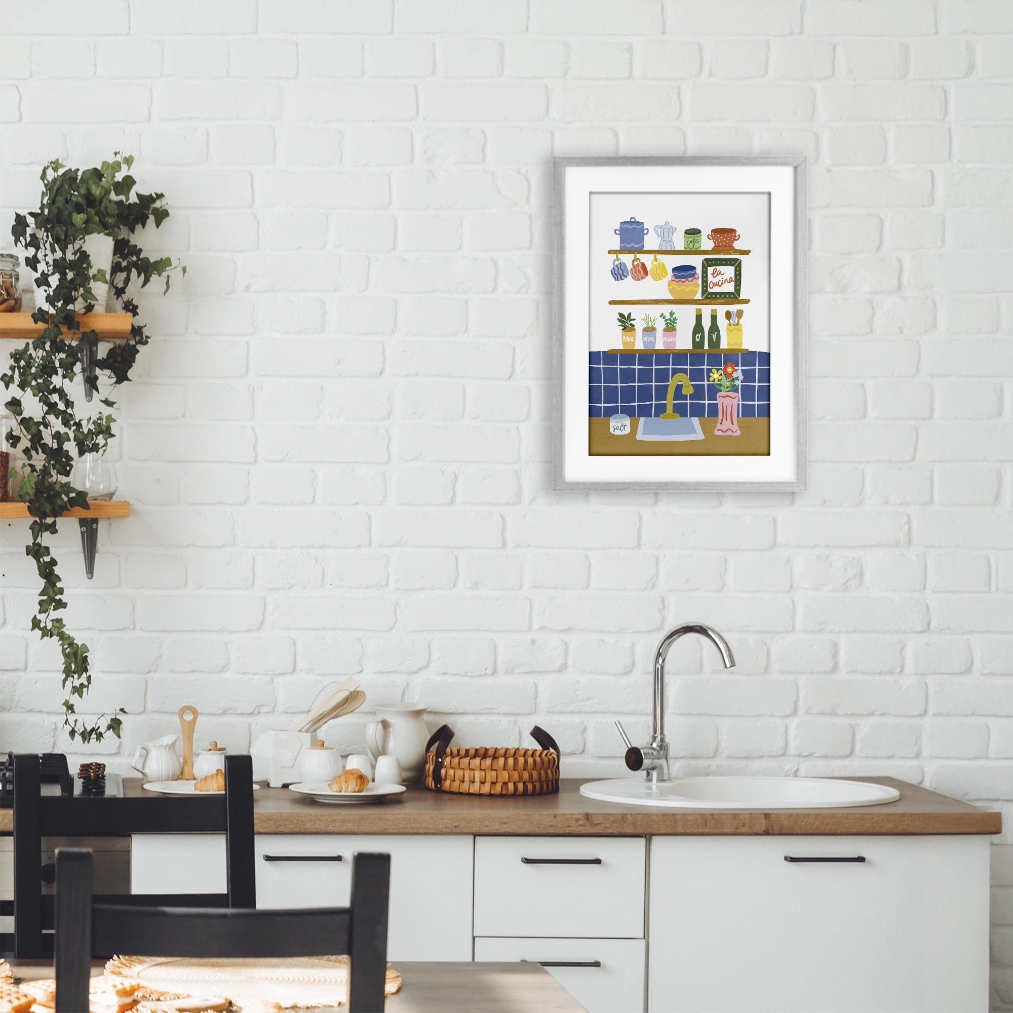 Stupell Industries Italian Kitchen Spice Rack Gray Framed Print Under Glass, design by Amanda Houston