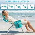thumbnail image 4 of Pirecart Height 17" Tall Beach Chairs Set of 2, Folding Backpack Beach Chairs W/ 5-Position Lay Flat & Cooler Pouch, Headrest, Storage Bag, Towel Bar, Foot Mat, Orange, Yellow and Blue Stripes, 4 of 11