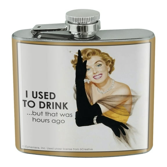 I Used to Drink but that Was Hours Ago Funny Humor Stainless Steel 5oz Hip Drink Kidney Flask