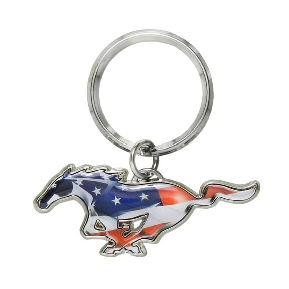Ford Mustang USA Flag Metal Key Chain Charm