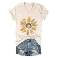 thumbnail image 3 of T-Shirts Élégants pour Femmes Manches Courtes Col en V avec Imprimé Floral pour Usage Quotidien, 3 of 3