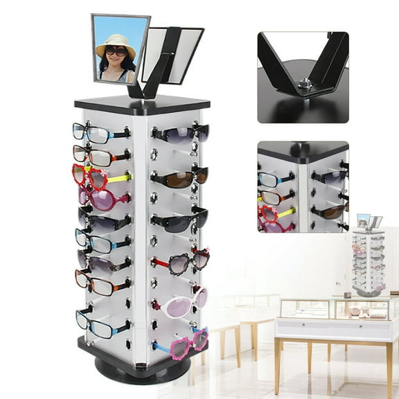 Miumaeov 360° Rotating Sunglass Display Rack Metal Glasses Holder 44-Pair