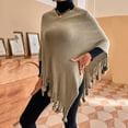 thumbnail image 1 of Manteau Cape de Mode pour Femmes, Chandail à Enfiler Uni Effiloché avec Franges, 1 of 7