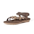 thumbnail image 5 of Rokment Womens Sparkly Rhinestones Flower Bow Beaded Orthopedic Sandals with Arch Support Comfortable Ortho Low Heels Slingback Dressy Flip Flops Beach Summer Casual Shoes Coffee Size 7, 5 of 6