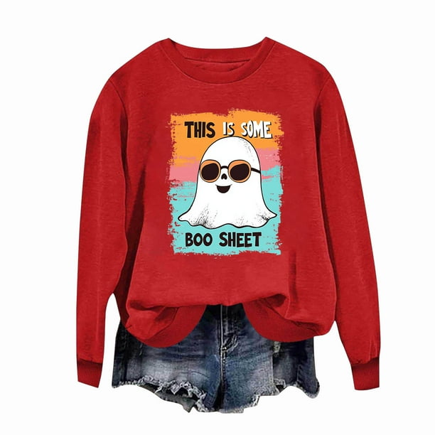 Ailaofu Womens Halloween Crewneck Sweatshirt Cute Long Sleeve Graphic Pullover Tops Fall Fashion Clothes