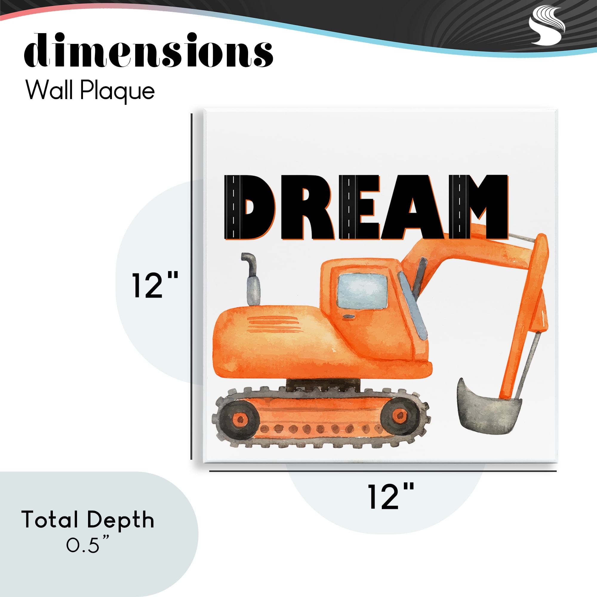 Dream with Orange Excavator Wall Plaque Art, design by Kim Allen