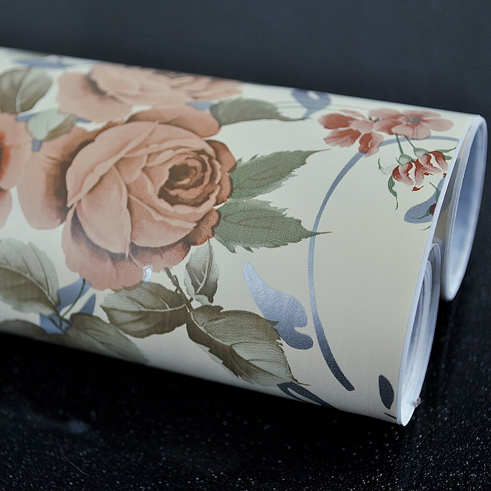 QUEENTRADE PVC Self Adhesive Peel & Stick Shelf Liner Paper,Sticky Moistureproof Drawer,17x78'-Hot Peony