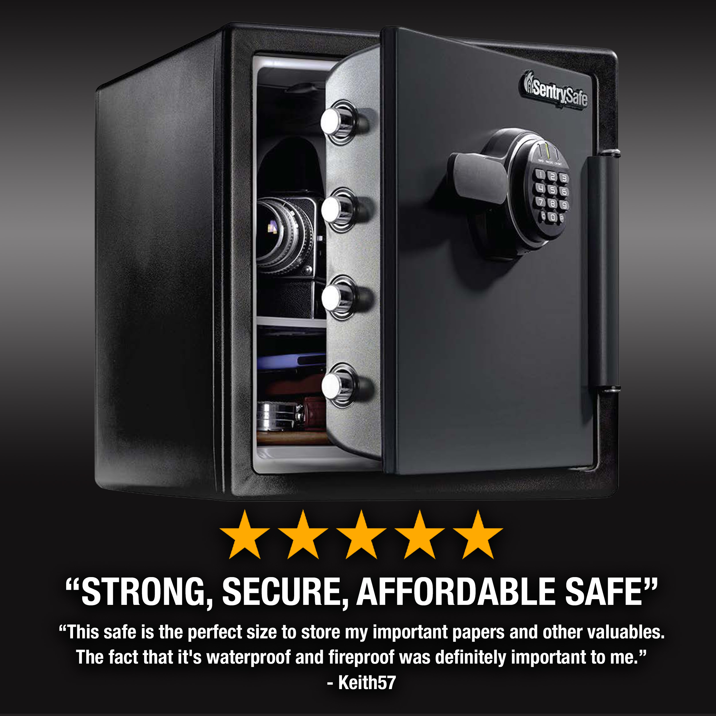 SentrySafe SFW123ES Fire-Resistant and Water-Resistant Safe with Digital  Keypad Lock, 1.23 Cu. ft.