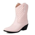 thumbnail image 6 of UngA Sexy Boots for Women Cowboy Boots for Women, Mid Calf Cowgirl Boots with Embroidery Round Toe Western Low Heel Shoes Pink,7.5, 6 of 7