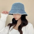 thumbnail image 2 of CoCopeaunts New bucket hats women summer Tassel Washed Denim Bucket Hats for Men Foldable Cotton Panama Cap Outdoor Beach Fishing Sun Hat, 2 of 6