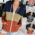thumbnail image 4 of Women's Casual Color Block Hoodies Tops Long Sleeve Drawstring Pullover Sweatshirts with Pocket(S-3XL), 4 of 5