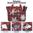 thumbnail image 2 of Tote Bag for Women - Red Christmas Snowflake and Plaid Pattern Shoulder Bag - Large Utility Work Duffle Bag with Zipper Handbag for Travel, Work, Sprots, 2 of 5