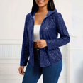 thumbnail image 2 of Longue Veste pour Femmes, Cardigan à Sequins Couleur Unie avec Capuche, 2 of 9