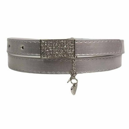 Luxury Divas Silver Thin Metallic Belt W/Rhinestone Buckle Size Medium