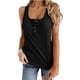 thumbnail image 1 of Top sin mangas acanalado con botones, cuello redondo, delgado, suave, informal, con botones delanteros, chaleco de verano acanalado para mujer, negro, M, 1 of 5