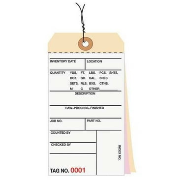 Box Partners Inventory Tags 3 Part Carbonless #8 Pre-Wired (9500-9999) 6 1/4" x 3 1/8" White/ G16203