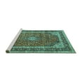 thumbnail image 2 of Ahgly Company Machine Washable Indoor Rectangle Medallion Turquoise Blue Traditional Area Rugs, 8' x 12', 2 of 4