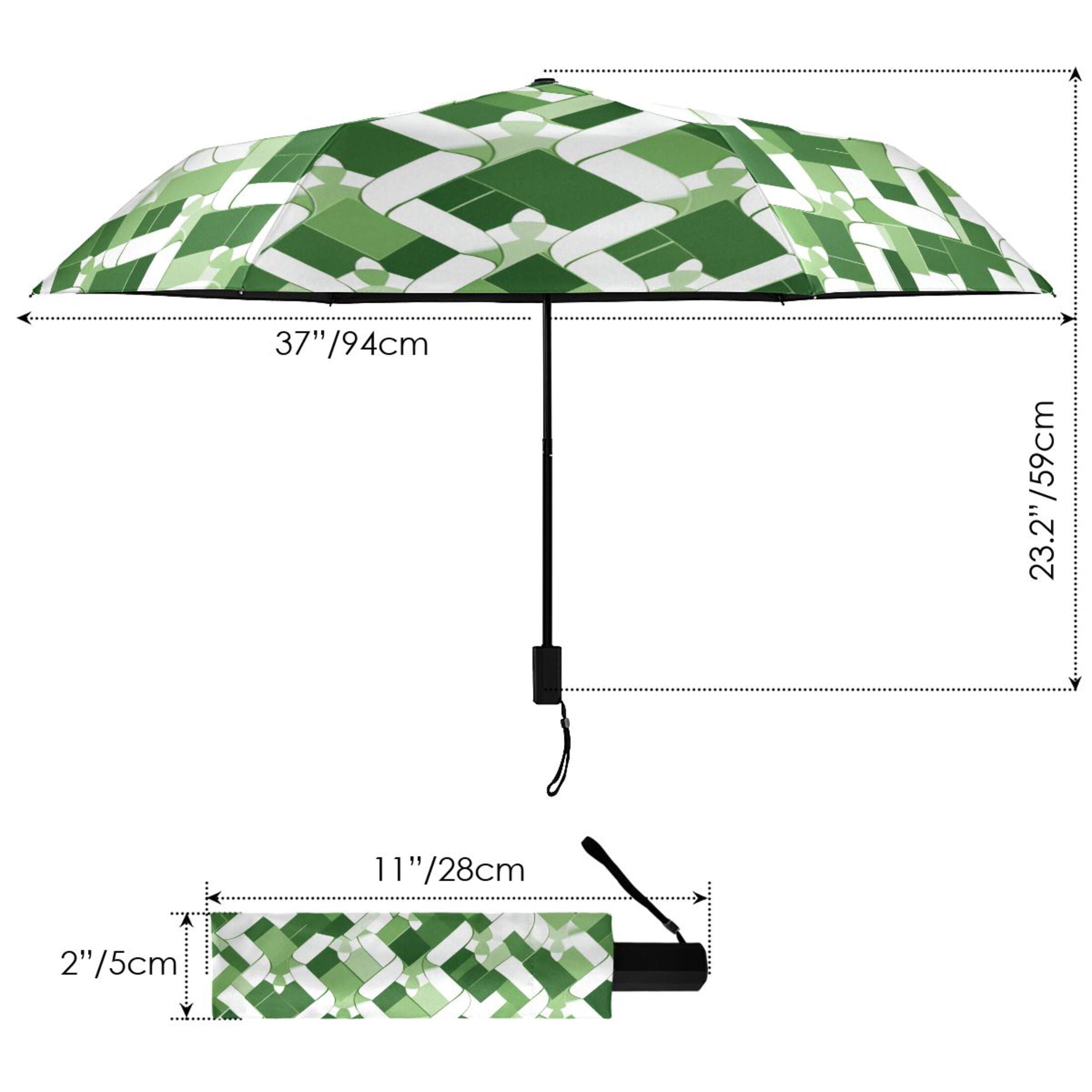 ALAZA St Patrick Checkered Grid UPF 50+ Compact Folding Umbrella for Rain Travel Umbrella Packable