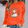 thumbnail image 2 of Oalirro Christmas Sweatshirts for Women Long Sleeve Graphic Dressy Womens Top Merry Christmas Snowman Print Orange Round Neck Top, XL, 2 of 6