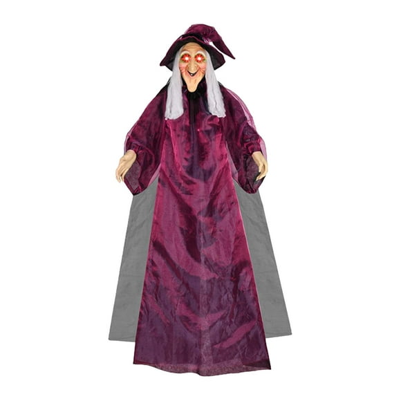 Halloween Hanging Animated Talking Witch Spooky Sounds 70inch Life Size with Flashing Red Eyes for Trick or Treat, Carnival, Costume Parties