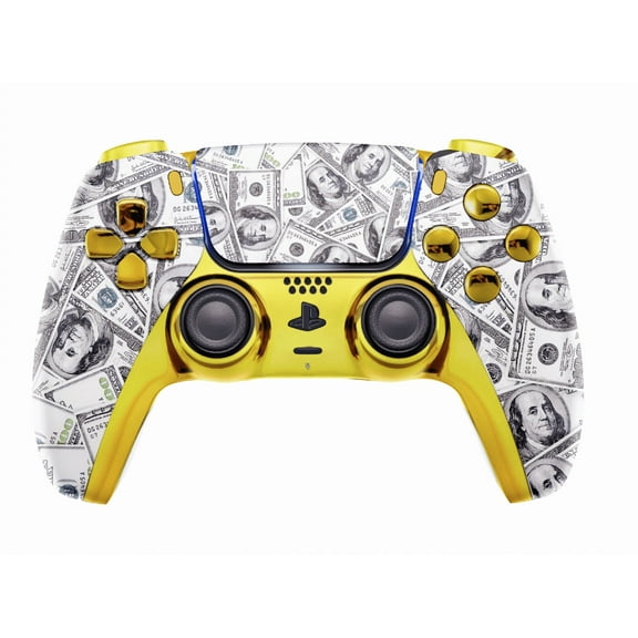 ModdedZone GOLD MONEY Custom UN-Modded Controller Unique Design for PS5 OEM OEM Authentic Controller