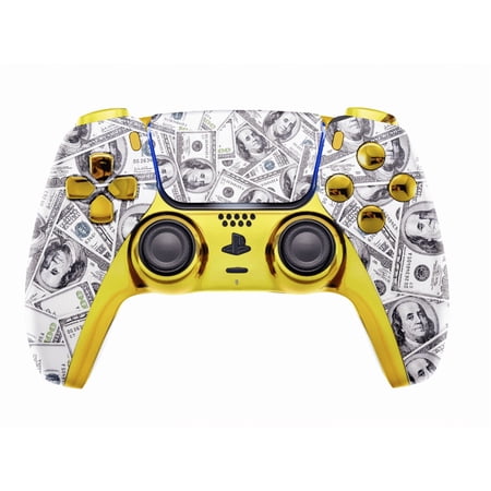 ModdedZone GOLD MONEY Custom UN-Modded Controller Unique Design for PS5 OEM OEM Authentic Controller
