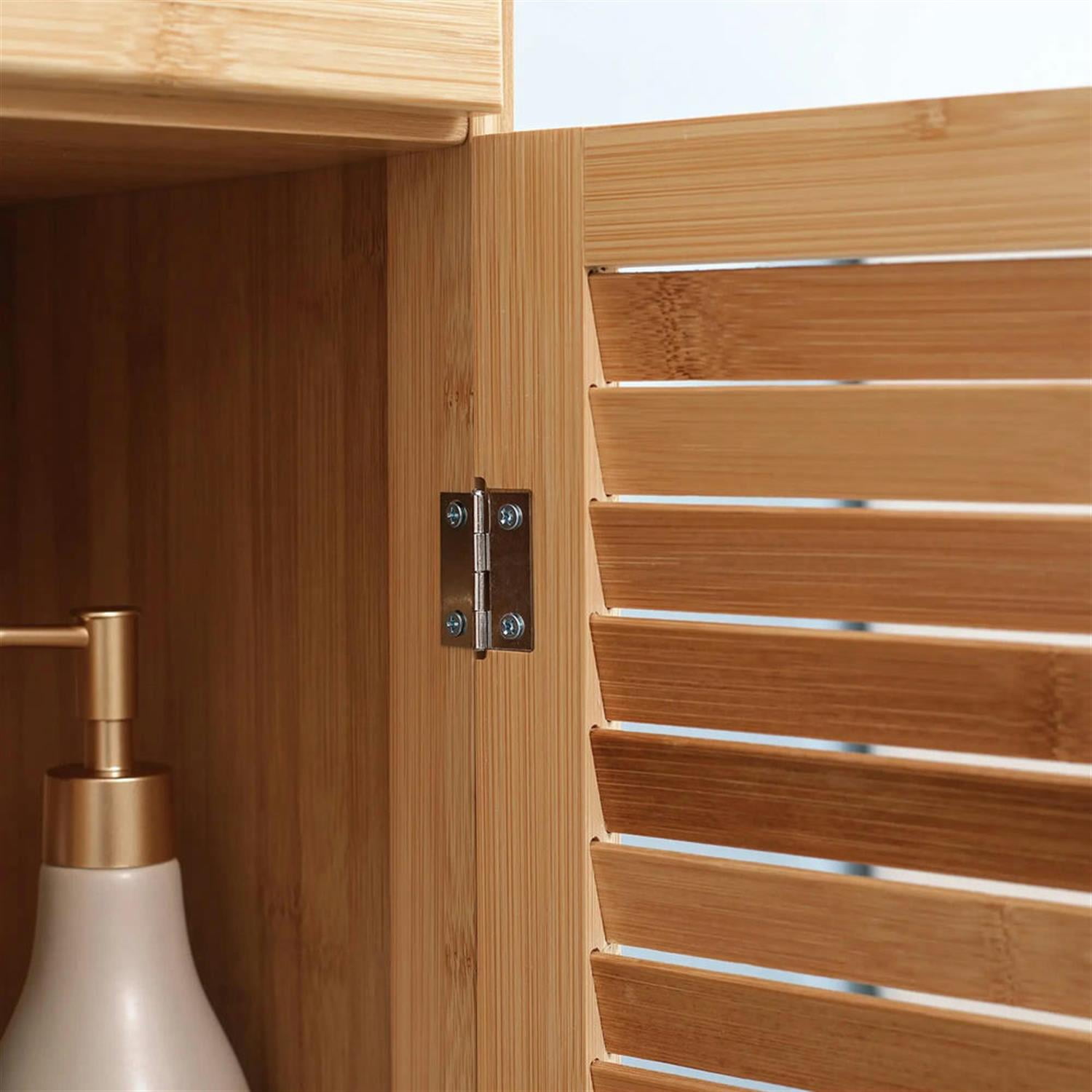 Demi Bonn 64" Tall Bathroom Storage Cabinet, Freestanding Cabinet with Drawer and Slatted Shelves for Living Room, Kitchen, Dining Room, Office, Brown