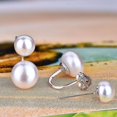 thumbnail image 5 of Women's Double Pearl Earrings - 925 Sterling Silver Front Back Freshwater Cultured Pearl Earrings (7mm/9mm) Adult Female, 5 of 5