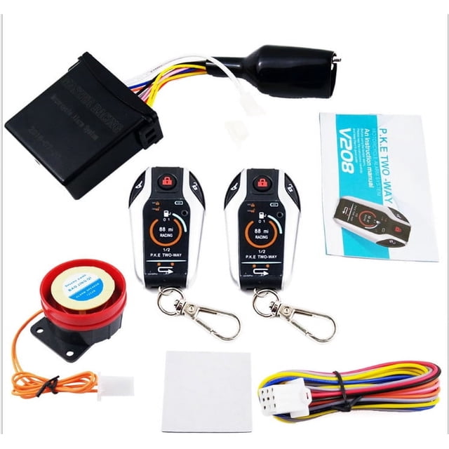 Dispositivo antirrobo para motocicletas con alarma bidireccional con bloqueo y desbloqueo automáticos, función de apagado con una sola tecla