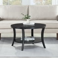 thumbnail image 3 of Charleston Round Coffee Table with Shelf in Black Wood Finish, 3 of 6