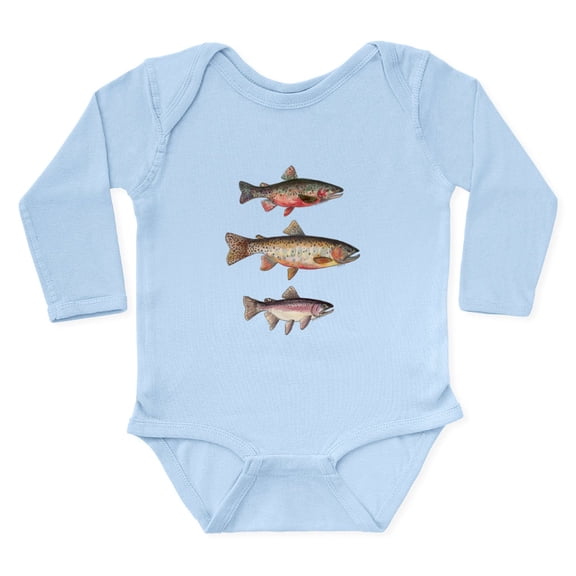 CafePress - Stacked Trout Body Suit - Long Sleeve Cotton Baby Bodysuit