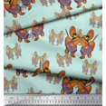thumbnail image 3 of Soimoi Green Rayon Crepe Fabric Pitbull Cartoon Decor Fabric Printed BTY 46 Inch Wide, 3 of 3