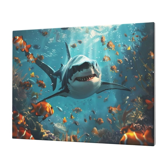 Logiee Realistic Ocean Shark Print Canvas Wall Art,Canvas Picture Prints with Frame, Wall Art Decorative,Canvas Decorative,Suitable for Living Room Bedroom Office Room 30x40