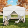 thumbnail image 5 of Towallmark 10x10 Pop Up Canopy Tent Complete Set with 4 Sidewalls - Easy 2 Min Setup, 3 Height Adjustable, Includes Sandbags & Carry Bag for Camping, Beach, Party-White, 5 of 8