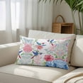 thumbnail image 3 of Watercolor Hummingbird Throw Pillow Cover, Pillowcase Protectors with Zipper, Breathable Decorative Lumbar Pillow Case Cover, Colorful Pink Blue Flowers Pillow Shams for Couch Sofa 16x24Inch, 3 of 8