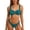 Green, variant on Women’S Metal Buckle Front Two-Piece Bikini Swimsuit, Ruched Strap High Leg Cut Summer Beachwear, Soft Chlorine-Resistant Stretch Nylon Fabric, 2pcs, Sizes XS To XL
