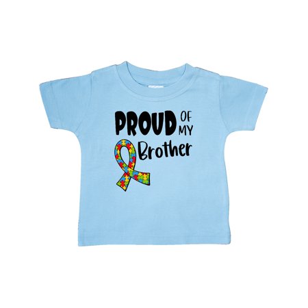 

Inktastic Proud of my Brother Autism Awareness Puzzle Piece Ribbon Gift Baby Boy or Baby Girl T-Shirt