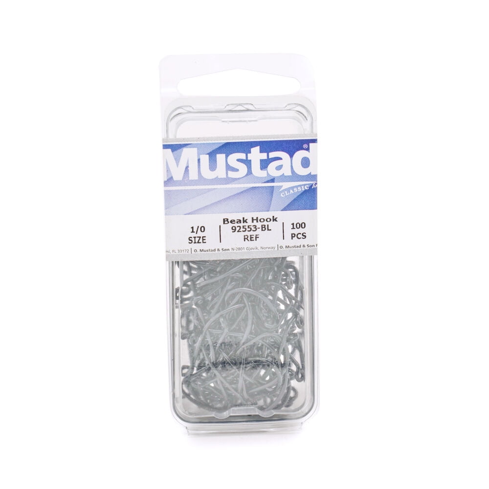 100 Mustad Beak live bait Fishing Hooks / 92677-NI Size 5/0 Nickel Finish  for sale online