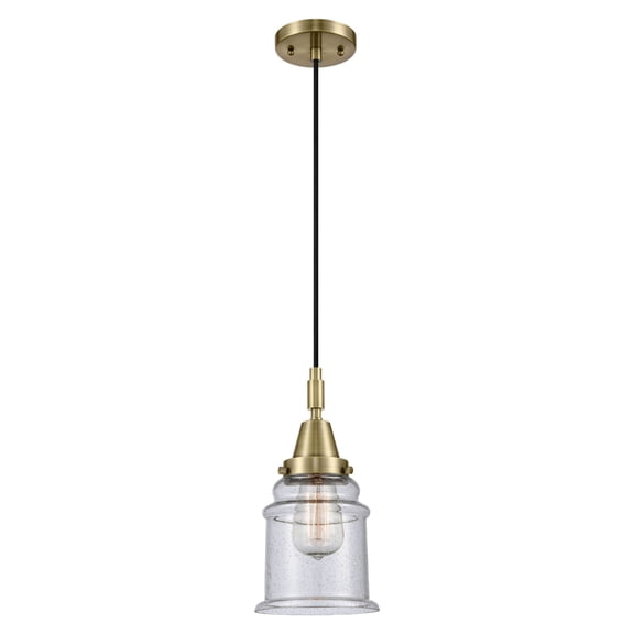 447-1P-AB-G184 Innovations Lighting Canton - 1 Light Cord Hung Mini Pendant-11.13 Inch Tall and 6 Inch Wide-Antique Brass Finish-Seedy Glass Color