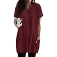 thumbnail image 2 of QASIEATN Women's Casual V Neck Short Sleeve Dress Loose Fit T Shirt Dress with Pockets Shirts for Women, 2 of 9