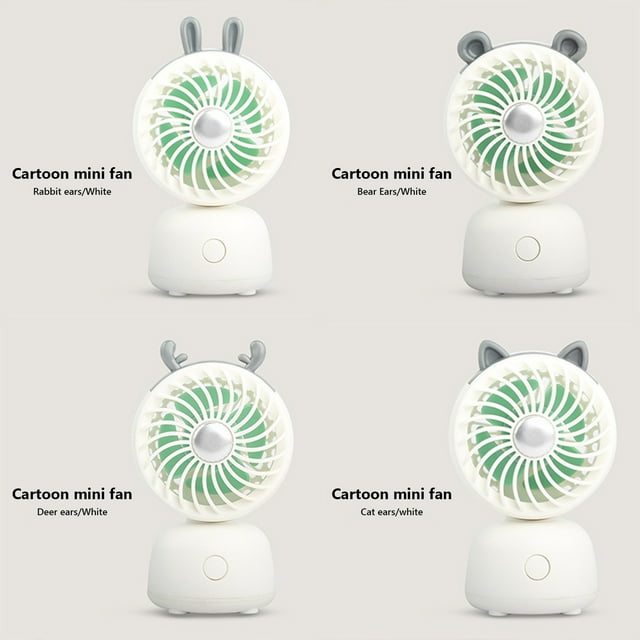 Uklsqma Cute Pet Ears Mini Usb Fan | Portable Desktop Handheld Fan | Silent Powerful 250Mah Rechargeable Battery | Foldable Compact Design for Travel Camping Office Home Use