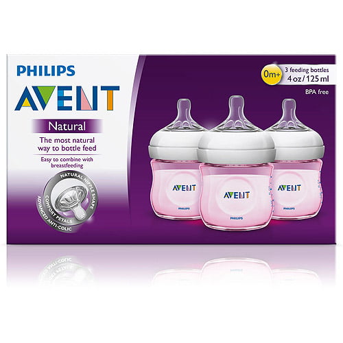 vriendelijke groet Architectuur profiel Avent 3-Pack Natural Bottles (4 oz.) - pink, one size - Walmart.com
