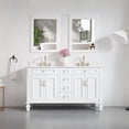 thumbnail image 4 of ANGELES HOME 60" Bathroom Vanity with Double Sinks, Solid Wood Bathroom Makeup Cabinet W/ 4 Doors and 4 Drawers, Bathroom Vanity Storage Organizer with Carrara White Quartz Countertop, White, 4 of 8