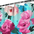thumbnail image 4 of Floral Shower Curtain Watercolor Botanical Bathroom Decor Rustic Flower Design Fabric Bath Curtain for Tub Country Style Home Accessories with Hooks，84x72in(210x180cm), 4 of 5